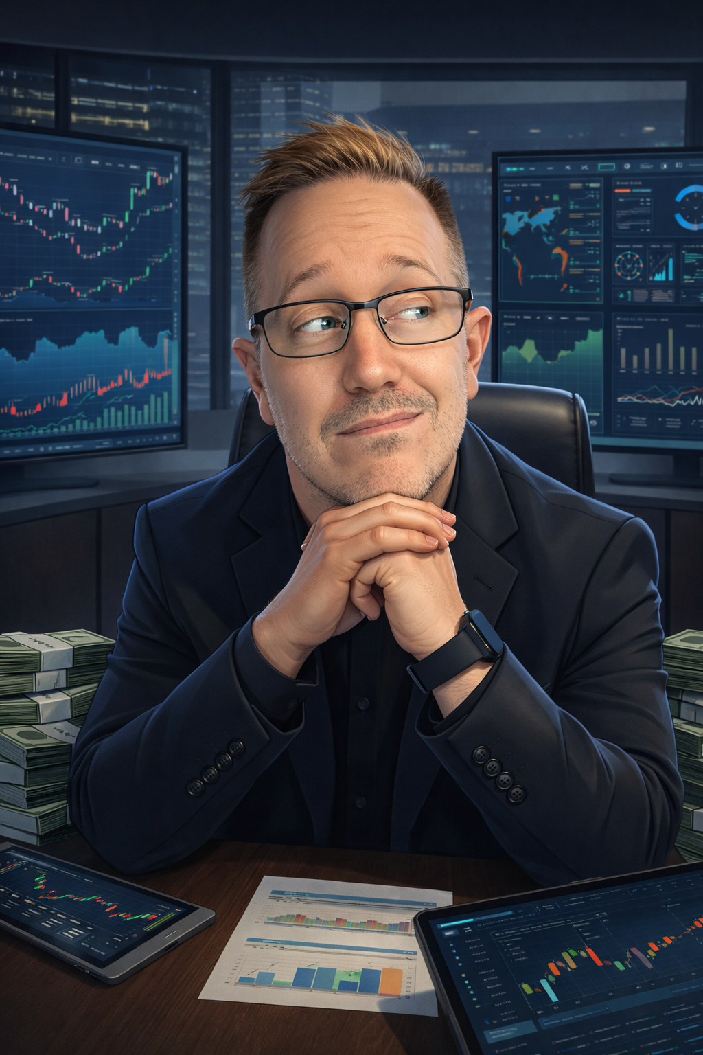 Portrait of Matt Peck — founder of The Executive Trader — at his trading desk.